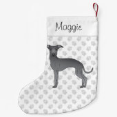 Blauer Grauhund Hund mit Individuelle Name Kleiner Weihnachtsstrumpf (Rückseite)