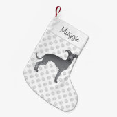 Blauer Grauhund Hund mit Individuelle Name Kleiner Weihnachtsstrumpf (Vorderansicht (hängend))