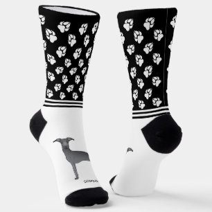 Blauer Grauhund Hund mit Namen und Paws Socken