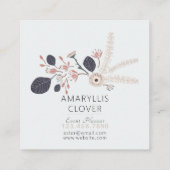 Blauer Graupfirsich Spielerisch Mix Tossed Blume Quadratische Visitenkarte (Rückseite)