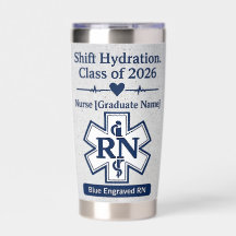 Blauer gravierter RN-Nurse-Abschlussthumbler | Kla