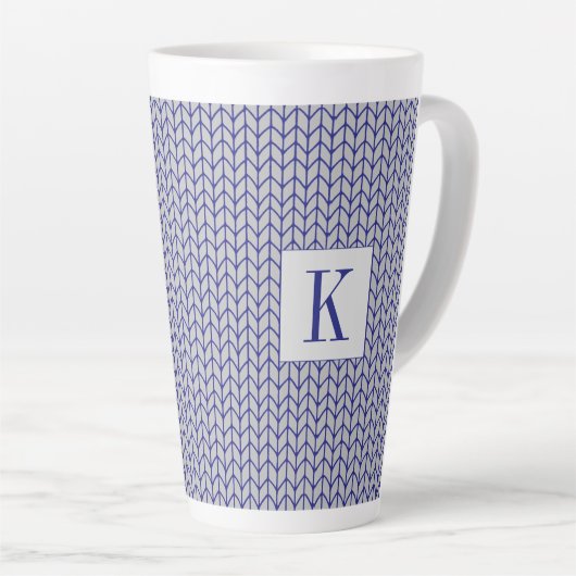 BLAUER GRAY STRICK Tall Latte Tasse + Ursprünglich (Rechte Ecke)