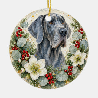 Blauer Great Dane Schmuck Keramik Ornament