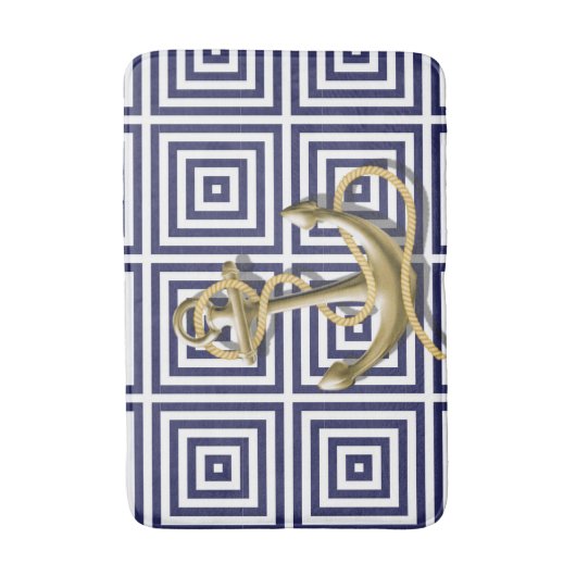 Blauer griechischer Pattern Anker Badematte (Vorderseite Vertikal)