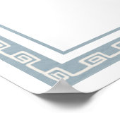 Blauer griechischer Rahmen Taufe willkommen Poster (Ecke)