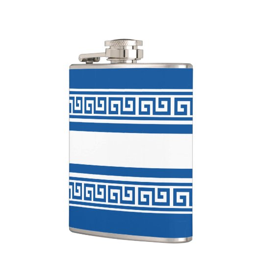 Blauer griechischer Schlüsselkolben Flachmann (Links)