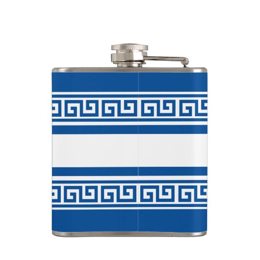 Blauer griechischer Schlüsselkolben Flachmann (Rückseite)