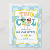 Blauer Groovy Zwei Cooler Popsicle Junge Geburtsta Einladung (Vorderseite)