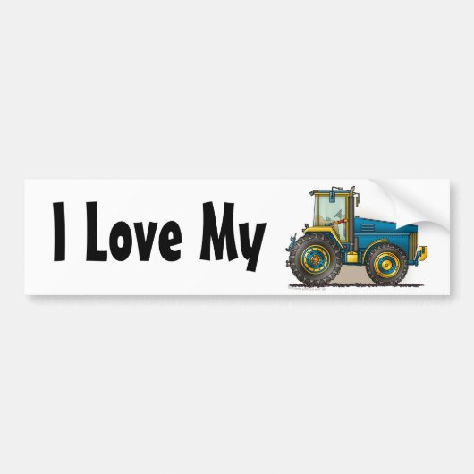 "Blauer großer Traktor, i-Liebe meine… Autoaufkleber (Vorne)
