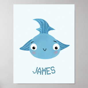 Blauer Großfisch Poster