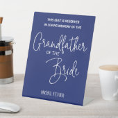 Blauer Großvater bei der Gedenkfeier Sockelschild