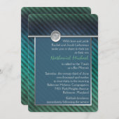 Blauer, Grün, Silberstreifen Bar Mitzvah Einladung (Vorne/Hinten)