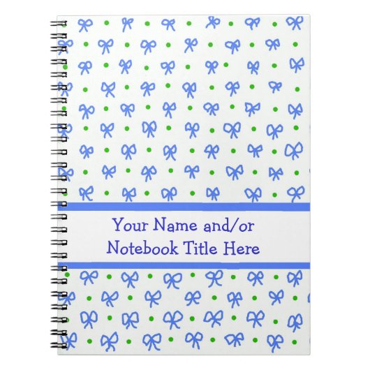 Blauer/grün/weiße Bows SpiralNotebook individuell  Notizblock (Vorderseite)