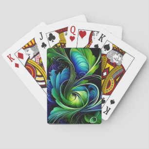Blauer Grüne Blätter Vegetarier abstrakt Spielkarten
