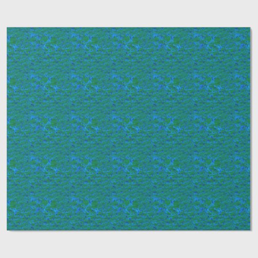 Blauer Grüne Texturen Fisch im Seeumhüllungspapier Geschenkpapier (Flach)