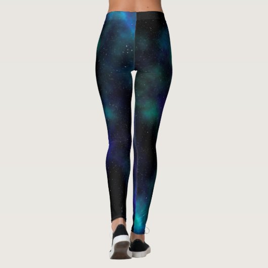 Blauer Grüner Galaxy Celestial Space Leggings (Rückseite)