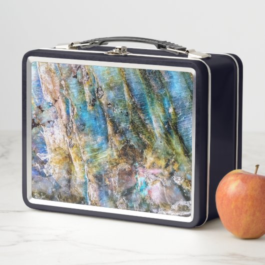 Blauer Grüner Labradorit Gemstone Metall Brotdose (Beispiel)