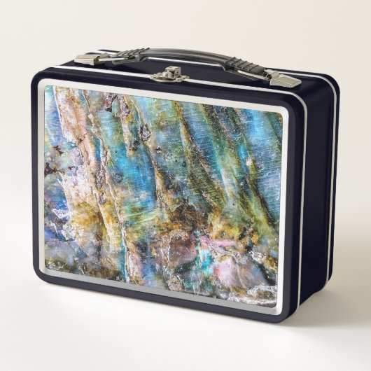 Blauer Grüner Labradorit Gemstone Metall Brotdose (Vorderseite)