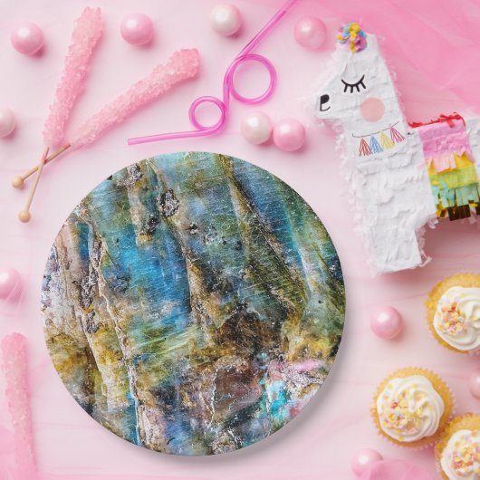 Blauer Grüner Labradorit Gemstone Pappteller (Party)
