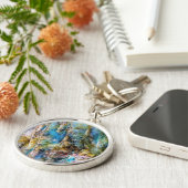 Blauer Grüner Labradorit Gemstone Schlüsselanhänger (Seite)