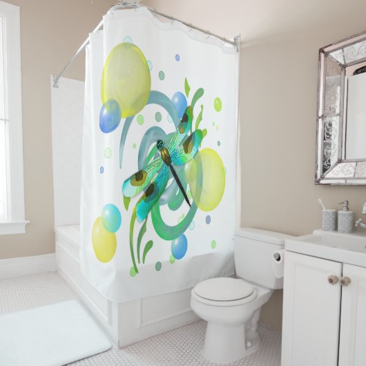 Blauer grüner Libellenduschvorhang Duschvorhang (Beispiel)