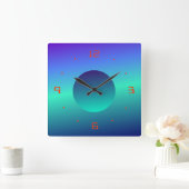 Blauer grüner Mond leuchtet Design>Wall-Uhr Quadratische Wanduhr (Zuhause)