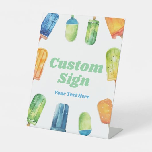 Blauer grüner Orange Popsim Party Benutzerdefinier Sockelschild (Vorderseite)