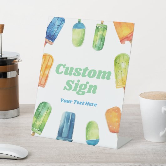 Blauer grüner Orange Popsim Party Benutzerdefinier Sockelschild (In SItu)