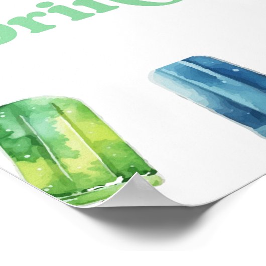 Blauer grüner Orangen Popsicle Party Drinks Tafelz Poster (Ecke)