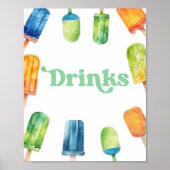 Blauer grüner Orangen Popsicle Party Drinks Tafelz Poster (Vorne)