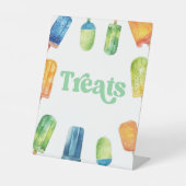 Blauer grüner Orangen Popsiv Party Leckereien Tafe Sockelschild (Vorderseite)