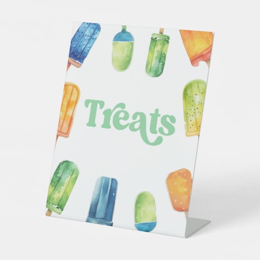 Blauer grüner Orangen Popsiv Party Leckereien Tafe Sockelschild (Vorderseite)