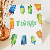 Blauer grüner Orangen Popsiv Party Leckereien Tafe Sockelschild