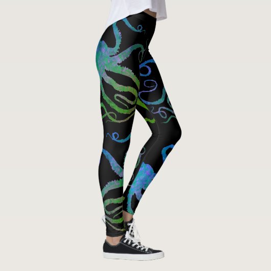 Blauer grüner Tintenfisch auf Ihrer Farbe - Leggin Leggings (Rechts)