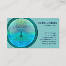Blauer, grüner und aquamariner Baum des Lebens Visitenkarte