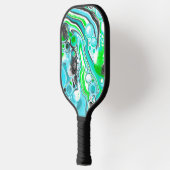 Blauer, grüner und schwarzer Marmor Pour Painting  Pickleball Schläger (Links)