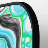 Blauer, grüner und schwarzer Marmor Pour Painting  Pickleball Schläger (Linke Seite)