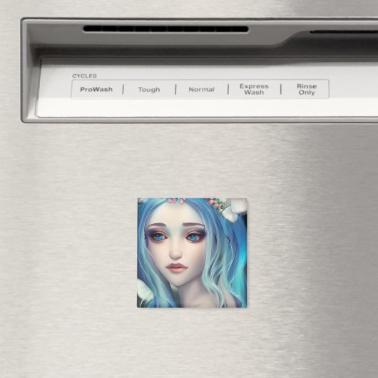 Blauer Haarbärter | Fantasy Art Magnet (In Situ (Geschirrspüler))