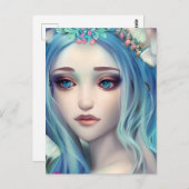 Blauer Haarbärter | Fantasy Art Postkarte (Vorne/Hinten)