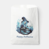 Blauer Haarbitter Hexe und Cauldron Happy Hallowee Geschenktütchen (Vorderseite)