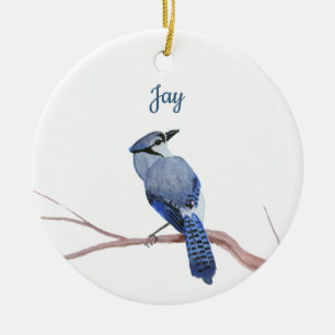 Blauer Häher Keramik Ornament