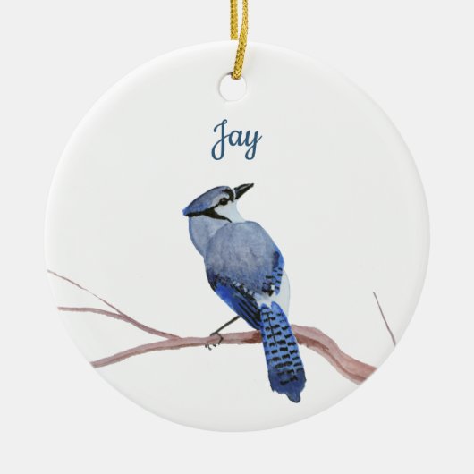 Blauer Häher Keramik Ornament (Vorne)