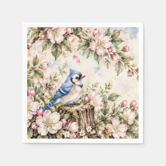 Blauer Häher-Papierteller Serviette (Vorderseite)