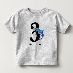 Blauer Hai 3. Geburtstagsname Kleinkind T-shirt