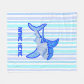 Blauer Hai-bunte Seestreifen Z Fleecedecke (Vorderseite (Horizontal))