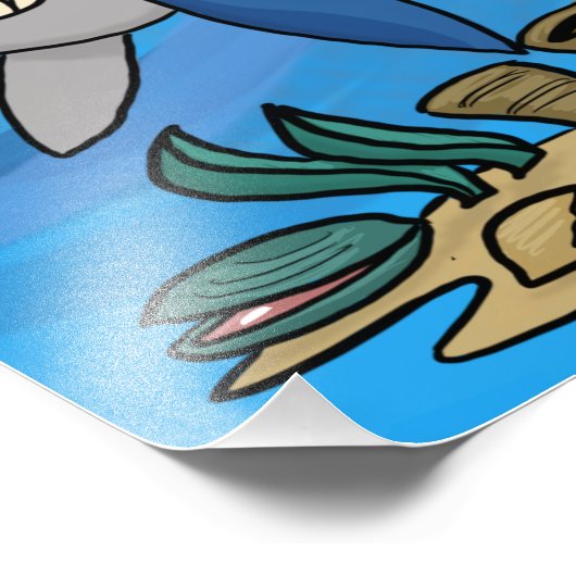 Blauer Hai Scaring der Fisch Fotodruck (Ecke)