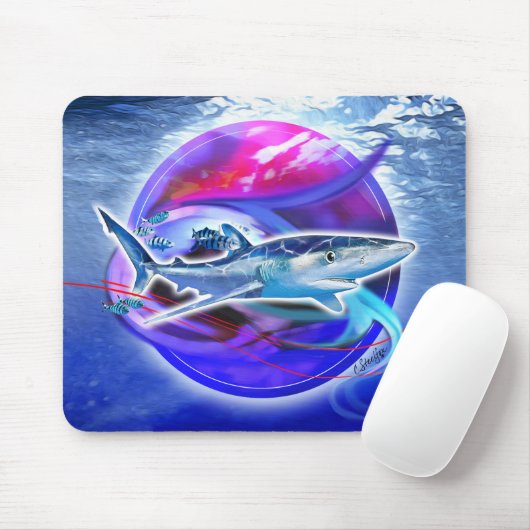 Blauer Hai und Pilotenfisch Mousepad (Mit Mouse)
