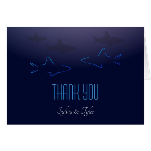 Blauer Haifisch-Hochzeit danken Ihnen zu kardieren (Vorderseite (Horizontal))