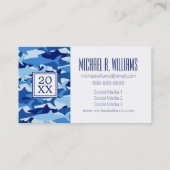 Blauer Haifisch-Muster des Foto-Abschluss-| Telefonnummerkarte (Rückseite)