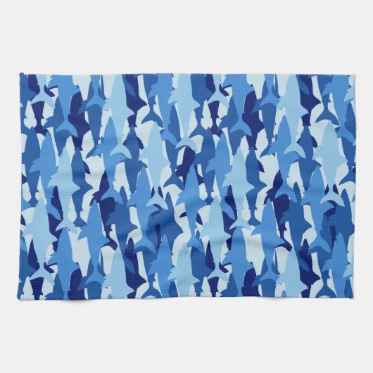 Blauer Haifisch-Muster Handtuch (Horizontal)